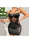 Lingerie sexy pour femme - Soutien-gorge britannique - Robe sexy sans manches - Fermeture éclair sur le devant - En cuir synt