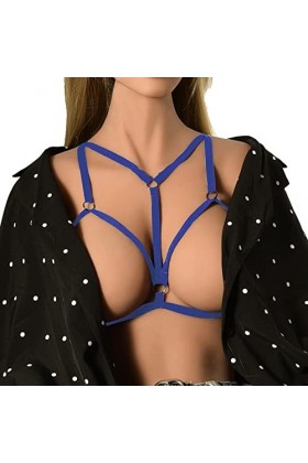 Lingerie sexy push-up sexy sexy pour femme - Soutien-gorge ouvert sexy - Harnais noir - Chaîne de robe spéciale - Sous-vêteme