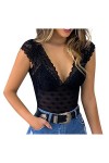 Générique Harnais Femme, Casual Sexy Slim Solid Lace V-Neck Femme Erotic Lingerie Tank Top Soutien Gorge Ouvert Accessoire po