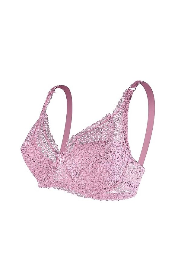 Soutien-gorge rembourré sans coutures pour femme - Coupe profonde - Sexy et classique, Rose, XL