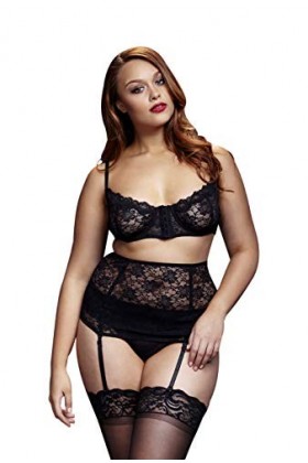 Baci Soutien-gorge bw3100-blkqs Lacy/satin/culotte&nbsp;–&nbsp;Lot de 3
