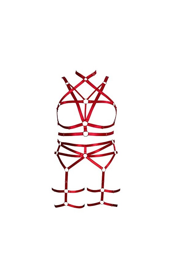 BANSSGOTH Plus Size Femmes Full Cage Lingerie Harness Sling Ceinture Poitrine Sling Punk Gothique Taille Réglable Tissu Stret