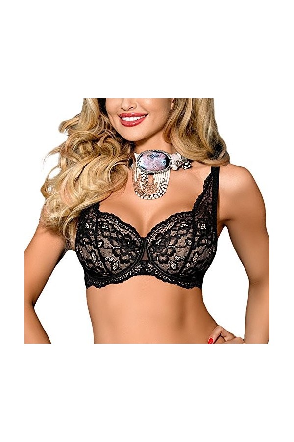 Axami Femmes Soutien-Gorge Push-Up Dentelle V-7601 Zaina, Noir,105D
