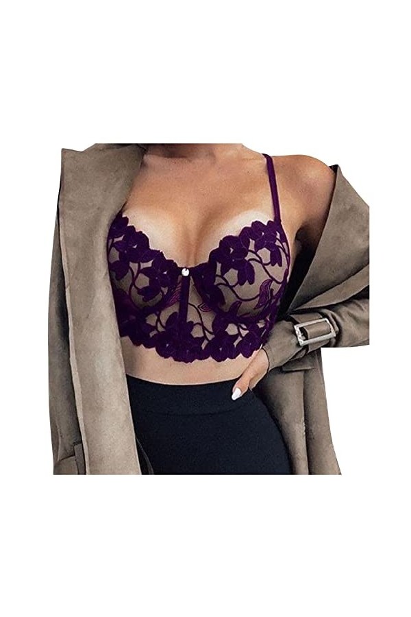 Générique Bralette Femme Sexy, Camisole De Lingerie en avec Col V De Taille Supérieure Harnais Intégral Body Sexy Érotique Ro