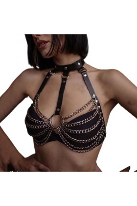 Ceinture harnais sexy pour femme - Corset en cuir - Lingerie gothique - Pour festival, rave, club, Halloween, fête de Noël, S