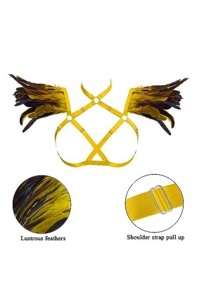 Harnais de poitrine pour femme avec bretelles en plumes et ailes - Grande taille - Gothique, Halloween, punk, festival, fête,