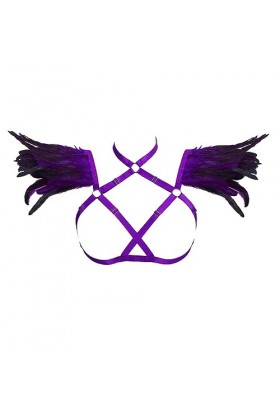 Harnais de poitrine pour femme avec bretelles en plumes et ailes - Grande taille - Gothique, Halloween, punk, festival, fête,