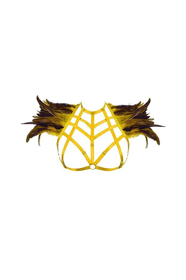 Femmes Body Harnais Plumes Soutien - Gorge Plus Size Mode Punk évider Soutien - Gorge Gothique Carnaval Halloween Dance Costu