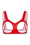 JEATHA Soutien-Gorge Femme Sexy Ouvert Poitrine Bra en Faux Cuir Wetlook Harnais De Poitrine Lingerie Tentation Underwear S-4