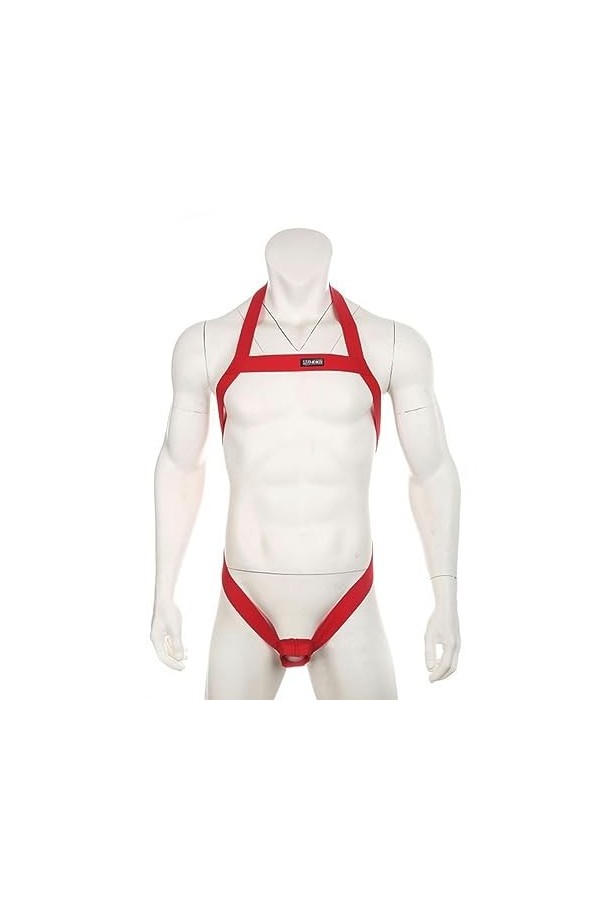 AYAZER Harnais Licou pour Hommes, Costume élastique, Sangle de Poitrine ajourée, Body, Lingerie avec Anneau de pénis, Blanc, 