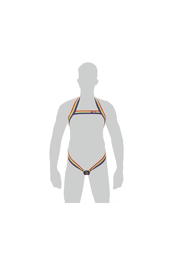 AYAZER Harnais Licou pour Hommes, Costume élastique, Sangle de Poitrine ajourée, Body, Lingerie avec Anneau de pénis, Blanc, 