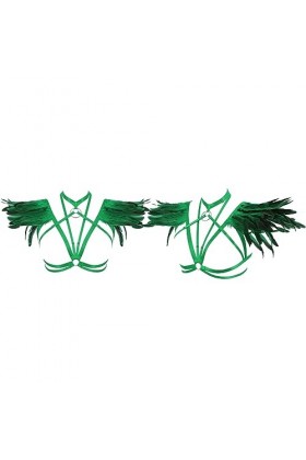 Femmes plumes épaulettes poitrine sangle de poitrine Lingerie Cage Soutien-gorge Body Harnais Halloween Punk Gothique Festiva