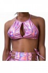 Flyrose Femme Métallique Trou de Serrure Découpe Dos Nu Festival Rave Crop Tu - - Taille L