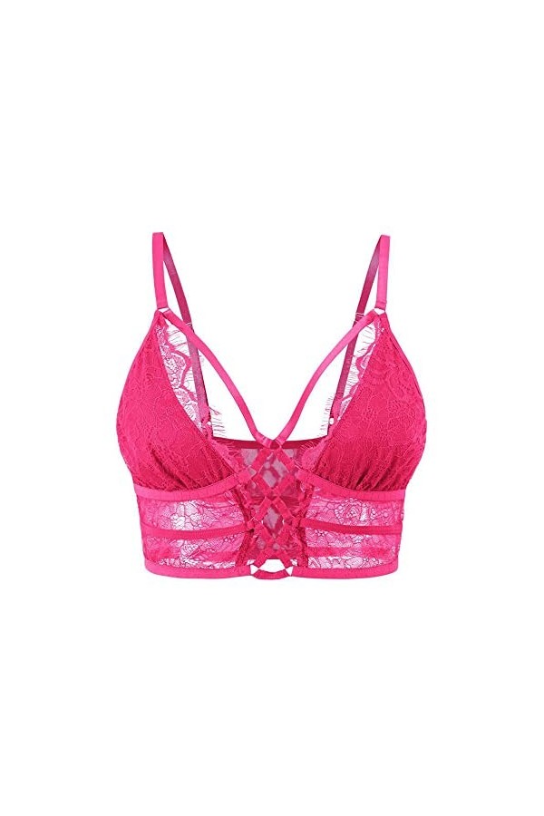 Buitifo Femmes Soutien-Gorge Cross Cils Soutien-Gorge Sexy Top Bralette Buster Underwear Rose-S 