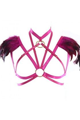 BBOHSS Harnais de Corps en Plumes pour Femmes Soutien-Gorge sous-vêtements épaulettes Ailes de Jour des Femmes Burning Man Ca