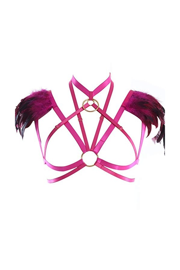 BBOHSS Harnais de Corps en Plumes pour Femmes Soutien-Gorge sous-vêtements épaulettes Ailes de Jour des Femmes Burning Man Ca