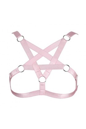 BODYCAGE Pentacle Harnais de Corps Femme Soutien-Gorge Gothique Ceinture Cage à Lingerie Punk Taille Ajustable Sangle Haut Fa