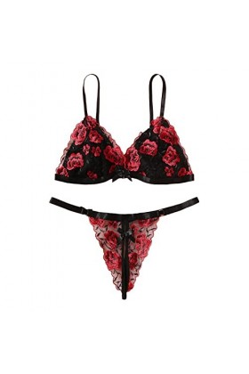 liaddkv Sous-vêtements sexy pour femme - Pure Sleep-Lounge - Sous-vêtements en dentelle - Soutien-gorge et slip - Couture par