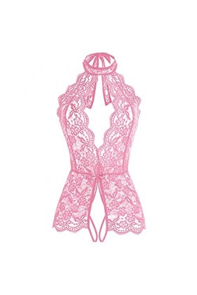 liaddkv Body tendance pour femme - Rouge à carreaux - Lingerie - Jeu de rôle - Lingerie sexy - Rose - XXXL