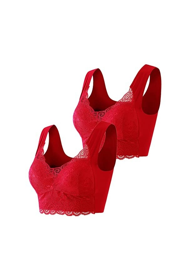 Soutien-gorge en dentelle - Grande taille - Soutien-gorge pour femme - Soutien-gorge sexy - Soutien-gorge rembourré, Rose, XL