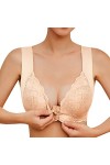 CreoQIJI Top Soutien-gorge en dentelle sans anneau en acier pour femme avec fermeture frontale et dos en T, Rose, 5X-Large