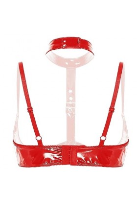 YUUMIN Femme Soutien-Gorge Sexy Sein Nu Redresse-Sein Lingerie Érotique Cuir Bra Push Up Halter Neck Brassière Réglable Costu