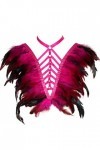 Epaulets à plumes pour femme - Harnais de corps - Lingerie punk - Sangle de poitrine - Festival rave brûlant homme, rose roug