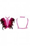 Epaulets à plumes pour femme - Harnais de corps - Lingerie punk - Sangle de poitrine - Festival rave brûlant homme, rose roug