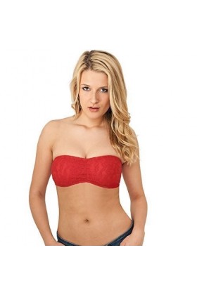 Urban Classics - Bandeau Top Bustier Lacets - New York Couleur de Dentelle Div 586. - 48, Rouge