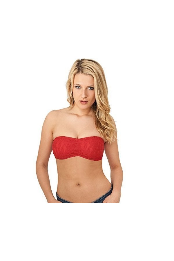 Urban Classics - Bandeau Top Bustier Lacets - New York Couleur de Dentelle Div 586. - 48, Rouge