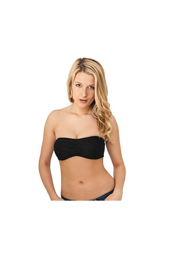 Urban Classics - Bandeau Top Bustier Lacets - New York Couleur de Dentelle Div 586. - 48, Rouge
