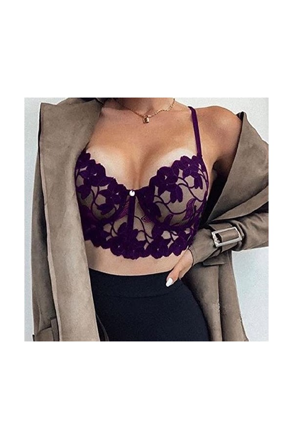Générique Bralette Femme Sexy, Camisole De Lingerie en avec Col V De Taille Supérieure Harnais Intégral Body Sexy Érotique Ro