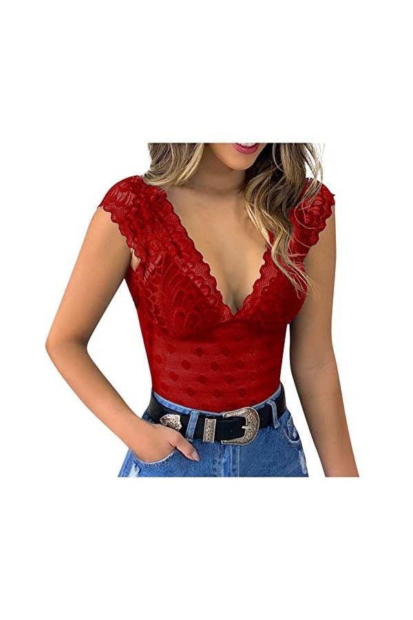 Générique Body Sexy, Femmes Casual Slim Solid Lace V-Neck Femme Sexy Erotic Lingerie Tank Top Redresse Sein Armature Soutien 