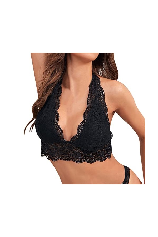 liaddkv Soutien-gorge sexy en dentelle pour femme, Noir , M