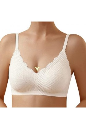 Soutien-Gorge Femme sans Armature Petite Poitrine Sexy Push Up Rembourré Décolleté Plongeant Brassière Dentelle Confort Amovi