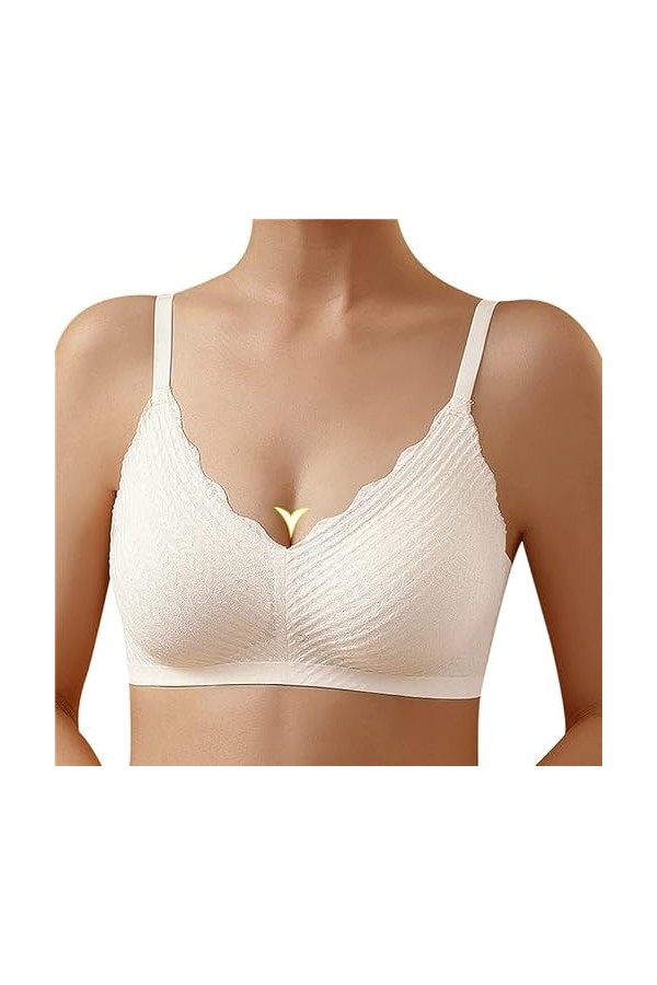 Soutien-Gorge Femme sans Armature Petite Poitrine Sexy Push Up Rembourré Décolleté Plongeant Brassière Dentelle Confort Amovi