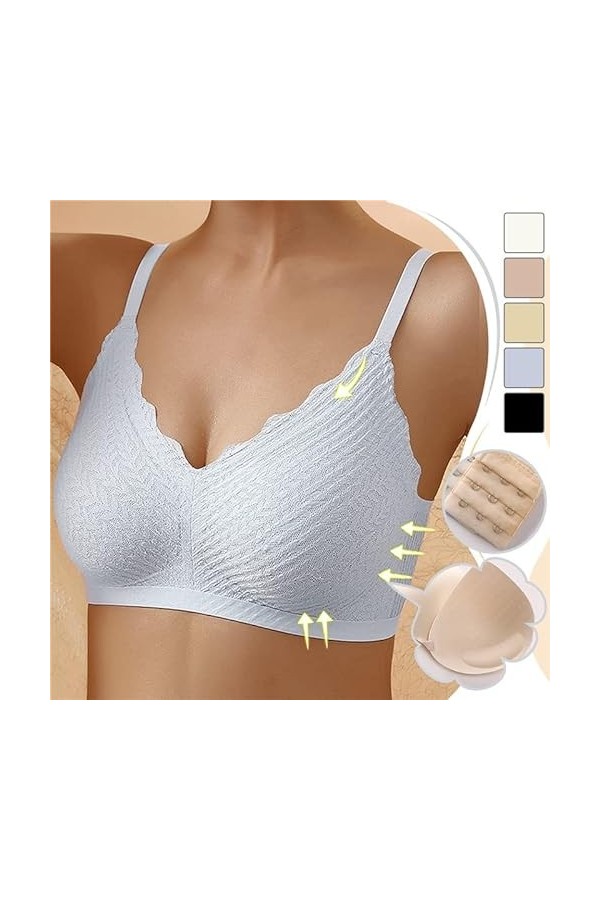 Soutien-Gorge Femme sans Armature Petite Poitrine Sexy Push Up Rembourré Décolleté Plongeant Brassière Dentelle Confort Amovi