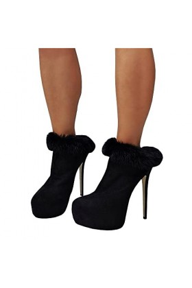 LEBE 15cm Talons Hauts Femmes Mode Bout Rond Plate Forme Aiguille Chaussures de soirée Sexy-Black||47