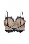 Lingerie Sexy en Dentelle Ultra Mince Femme Bralette Invisible avec Détail Cils Bustier Femme Petit, Noir , S