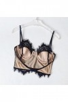 Lingerie Sexy en Dentelle Ultra Mince Femme Bralette Invisible avec Détail Cils Bustier Femme Petit, Noir , S