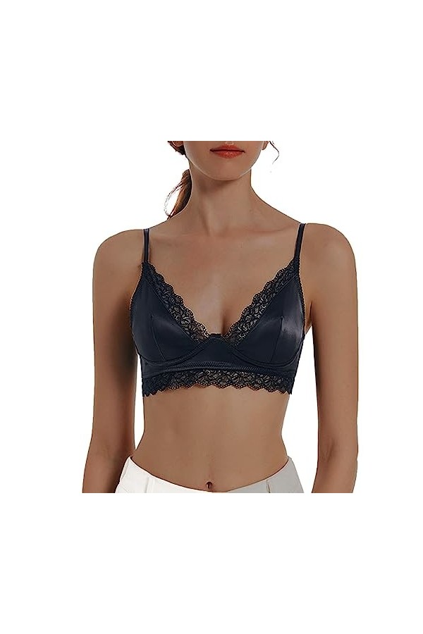Soutien-gorge sexy en dentelle avec bretelles réglables pour femme, Blanc., L