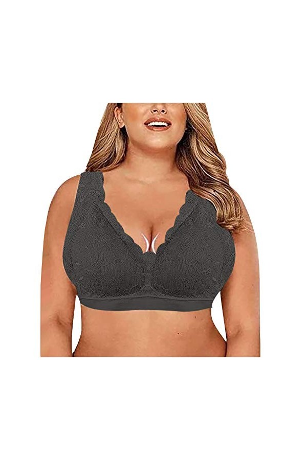 liaddkv Soutien-gorge de sport sexy sans anneaux en acier pour femme, Noir , XXL