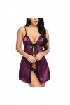 liaddkv Lingerie sexy résille pour femme, lilas, L