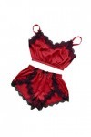 liaddkv Ensemble Femme Col V Dentelle Nourriture Cils Sexy Lingerie Enseignante, rouge, XXL