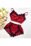 liaddkv Ensemble Femme Col V Dentelle Nourriture Cils Sexy Lingerie Enseignante, rouge, XXL