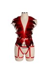 CHOUBAGUAI Harnais soutien-gorge plume crop top cage femme punk gothique brûlant homme lingerie corps harnais ceinture hallow