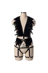 CHOUBAGUAI Harnais soutien-gorge plume crop top cage femme punk gothique brûlant homme lingerie corps harnais ceinture hallow