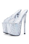 WOkismD Sandales à talons hauts sexy pour femme - 19 cm - Transparentes - Pointure 42
