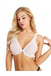 Kaerm Soutien-Gorge Dentelle Transparente Femme Sexy Bra Brassière Push up Lingerie Maille Mesh Noir sous-Vêtement Blanc L