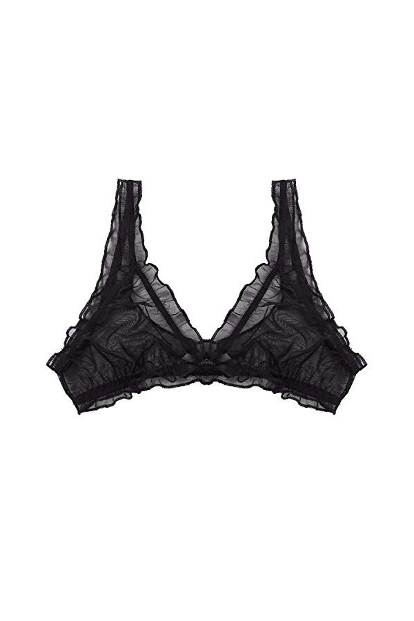 Kaerm Soutien-Gorge Dentelle Transparente Femme Sexy Bra Brassière Push up Lingerie Maille Mesh Noir sous-Vêtement Blanc L